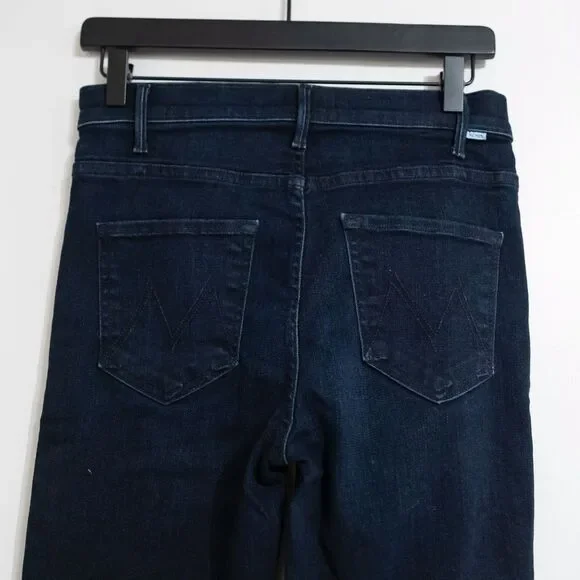 Mother Denim Hustler Fray Flare Jeans Howling at the Disco Ball Dark Wash 27 - Picture 8 of 12